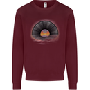 Vinyl Sunset Record LP Turntable Music Kids Sweatshirt Jumper Maroon
