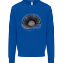 Vinyl Sunset Record LP Turntable Music Kids Sweatshirt Jumper Royal Blue
