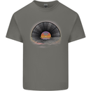 Vinyl Sunset Record LP Turntable Music Mens Cotton T-Shirt Tee Top Charcoal
