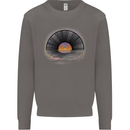 Vinyl Sunset Record LP Turntable Music Mens Sweatshirt Jumper Charcoal