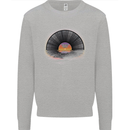 Vinyl Sunset Record LP Turntable Music Mens Sweatshirt Jumper Sports Grey