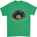 Vinyl Sunset Record LP Turntable Music Mens T-Shirt Cotton Gildan Irish Green