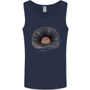 Vinyl Sunset Record LP Turntable Music Mens Vest Tank Top Navy Blue
