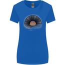 Vinyl Sunset Record LP Turntable Music Womens Wider Cut T-Shirt Royal Blue