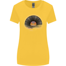 Vinyl Sunset Record LP Turntable Music Womens Wider Cut T-Shirt Yellow
