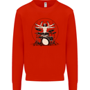 Virtruvian Drummer Funny Drumming Drum Kids Sweatshirt Jumper Bright Red