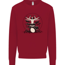 Virtruvian Drummer Funny Drumming Drum Kids Sweatshirt Jumper Red