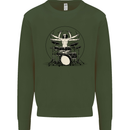 Virtruvian Drummer Funny Drumming Drum Mens Sweatshirt Jumper Forest Green