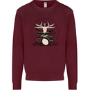 Virtruvian Drummer Funny Drumming Drum Mens Sweatshirt Jumper Maroon