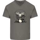 Virtruvian Drummer Funny Drumming Drum Mens V-Neck Cotton T-Shirt Charcoal