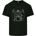 Vitruvian Drummer Funny Drumming Mens Cotton T-Shirt Tee Top Black