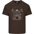 Vitruvian Drummer Funny Drumming Mens Cotton T-Shirt Tee Top Dark Chocolate