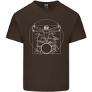 Vitruvian Drummer Funny Drumming Mens Cotton T-Shirt Tee Top Dark Chocolate