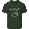 Vitruvian Drummer Funny Drumming Mens Cotton T-Shirt Tee Top Forest Green