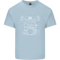 Vitruvian Drummer Funny Drumming Mens Cotton T-Shirt Tee Top Light Blue
