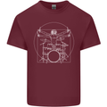 Vitruvian Drummer Funny Drumming Mens Cotton T-Shirt Tee Top Maroon