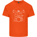Vitruvian Drummer Funny Drumming Mens Cotton T-Shirt Tee Top Orange