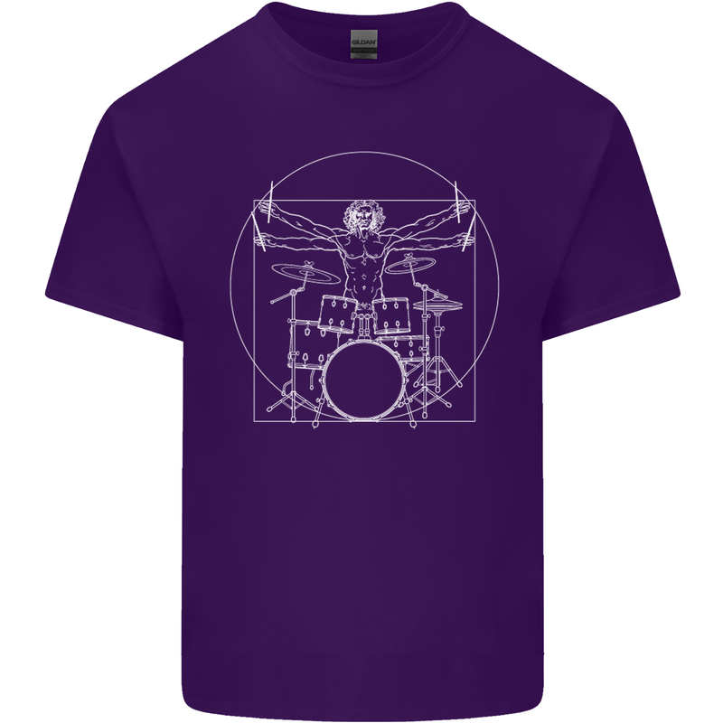 Vitruvian Drummer Funny Drumming Mens Cotton T-Shirt Tee Top Purple