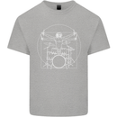 Vitruvian Drummer Funny Drumming Mens Cotton T-Shirt Tee Top Sports Grey