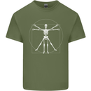 Vitruvian Skeleton Halloween Skull Funny Mens Cotton T-Shirt Tee Top Military Green