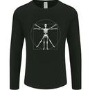 Vitruvian Skeleton Halloween Skull Funny Mens Long Sleeve T-Shirt Black