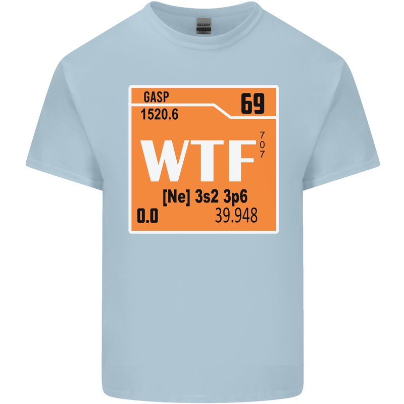 WTF Periodic Table Chemistry Geek Funny Mens Cotton T-Shirt Tee Top Light Blue