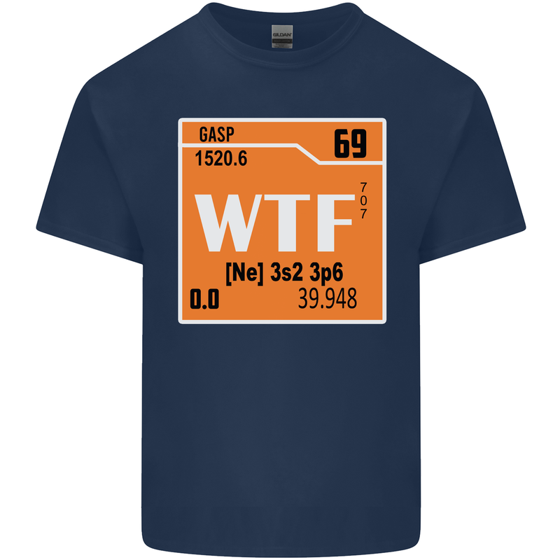 WTF Periodic Table Chemistry Geek Funny Mens Cotton T-Shirt Tee Top Navy Blue