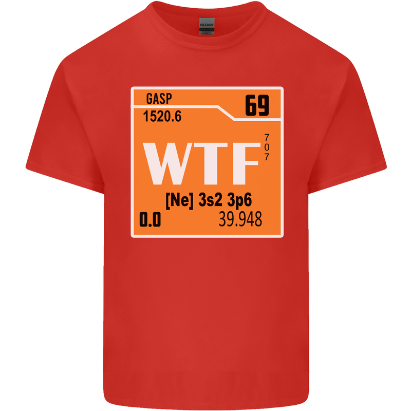 WTF Periodic Table Chemistry Geek Funny Mens Cotton T-Shirt Tee Top Red