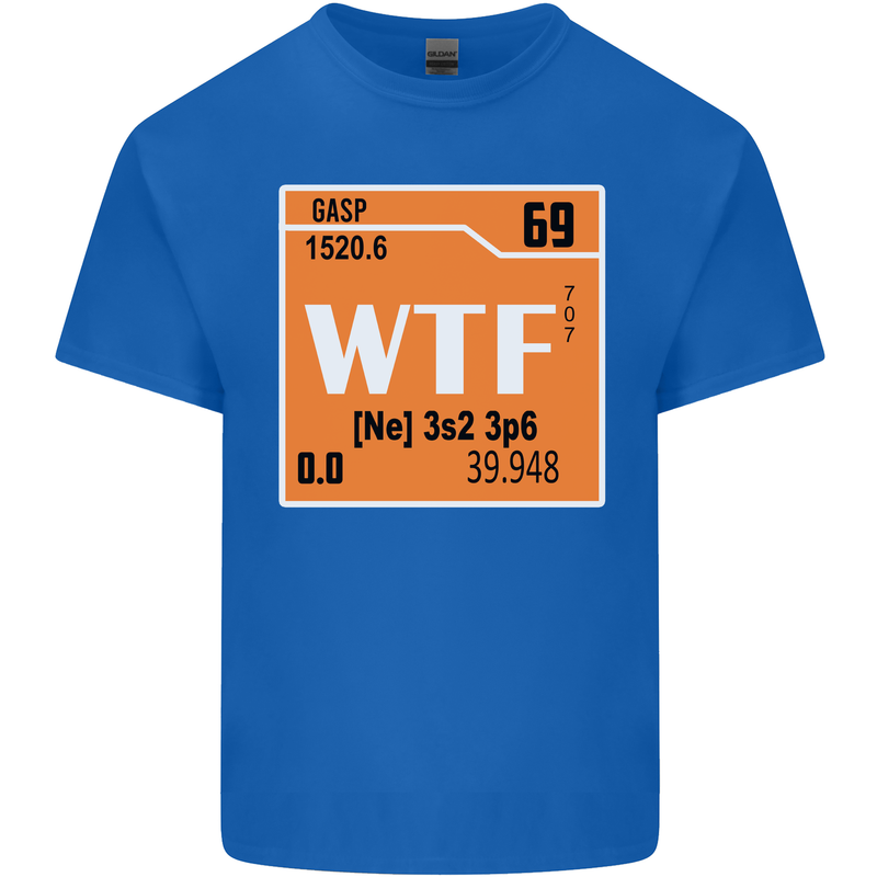 WTF Periodic Table Chemistry Geek Funny Mens Cotton T-Shirt Tee Top Royal Blue