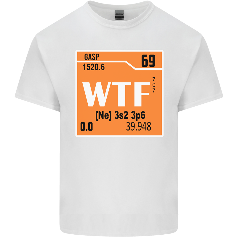 WTF Periodic Table Chemistry Geek Funny Mens Cotton T-Shirt Tee Top White