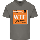 WTF Periodic Table Chemistry Geek Funny Mens V-Neck Cotton T-Shirt Charcoal