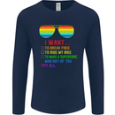 Want to Break Free Ride My Bike Funny LGBT Mens Long Sleeve T-Shirt Navy Blue