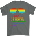 Want to Break Free Ride My Bike Funny LGBT Mens T-Shirt Cotton Gildan Charcoal