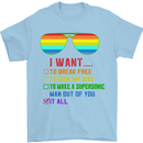 Want to Break Free Ride My Bike Funny LGBT Mens T-Shirt Cotton Gildan Light Blue
