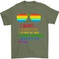 Want to Break Free Ride My Bike Funny LGBT Mens T-Shirt Cotton Gildan Military Green