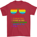 Want to Break Free Ride My Bike Funny LGBT Mens T-Shirt Cotton Gildan Red