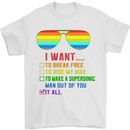 Want to Break Free Ride My Bike Funny LGBT Mens T-Shirt Cotton Gildan White