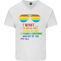 Want to Break Free Ride My Bike Funny LGBT Mens V-Neck Cotton T-Shirt White