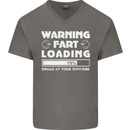 Warning Fart Loading Funny Farting Dad Mens V-Neck Cotton T-Shirt Charcoal