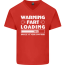 Warning Fart Loading Funny Farting Dad Mens V-Neck Cotton T-Shirt Red