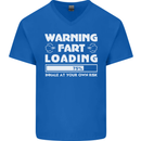Warning Fart Loading Funny Farting Dad Mens V-Neck Cotton T-Shirt Royal Blue