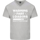 Warning Fart Loading Funny Farting Dad Mens V-Neck Cotton T-Shirt Sports Grey