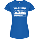Warning Fart Loading Funny Farting Dad Womens Petite Cut T-Shirt Royal Blue