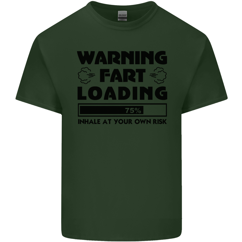 Warning Fart Loading Funny Farting Rude Mens Cotton T-Shirt Tee Top Forest Green
