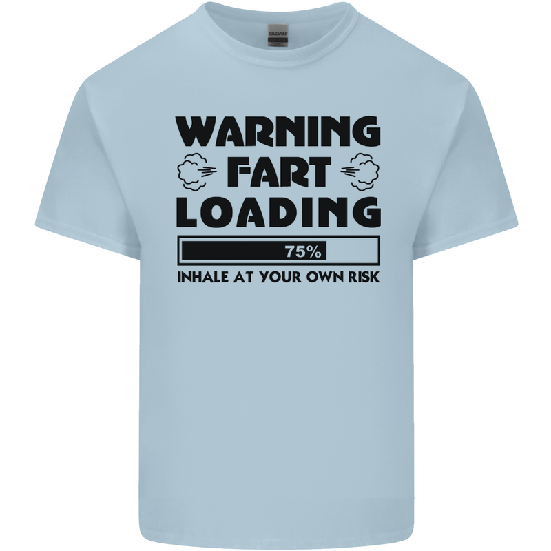 Warning Fart Loading Funny Farting Rude Mens Cotton T-Shirt Tee Top Light Blue