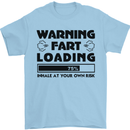 Warning Fart Loading Funny Farting Rude Mens T-Shirt Cotton Gildan Light Blue