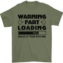 Warning Fart Loading Funny Farting Rude Mens T-Shirt Cotton Gildan Military Green