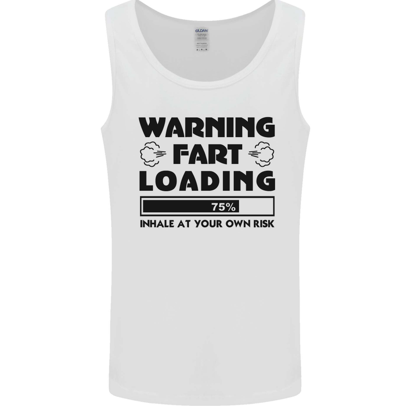Warning Fart Loading Funny Farting Rude Mens Vest Tank Top White