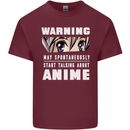 Warning May Start Talking About Anime Funny Mens Cotton T-Shirt Tee Top Maroon