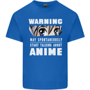 Warning May Start Talking About Anime Funny Mens Cotton T-Shirt Tee Top Royal Blue